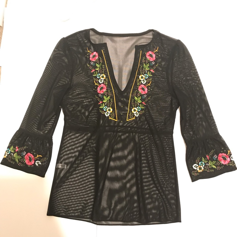 Boho top, bell sleeves, embroidery Top